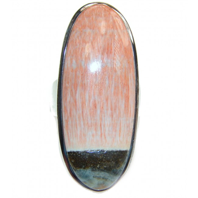 Huge Peachy Color Aventurine .925 Sterling Silver handcrafted Ring s. 8 3/4