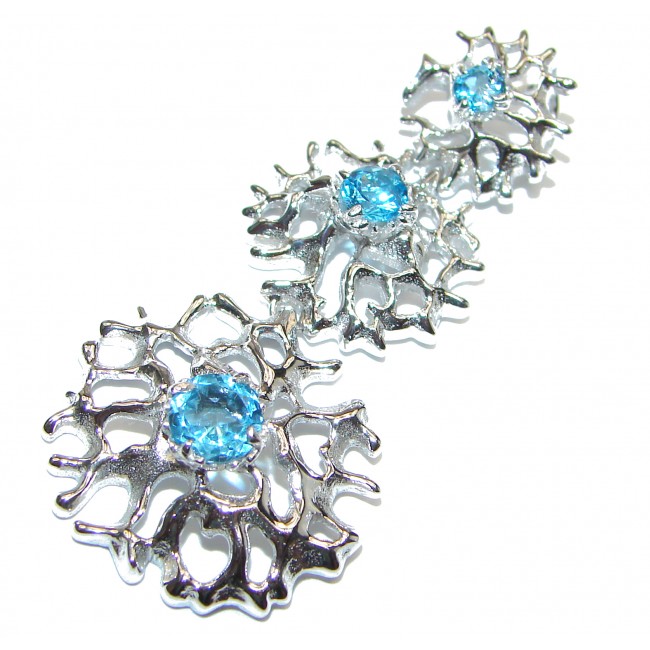 Ocean Reef Swiss Blue Topaz .925 Sterling Silver handmade pendant