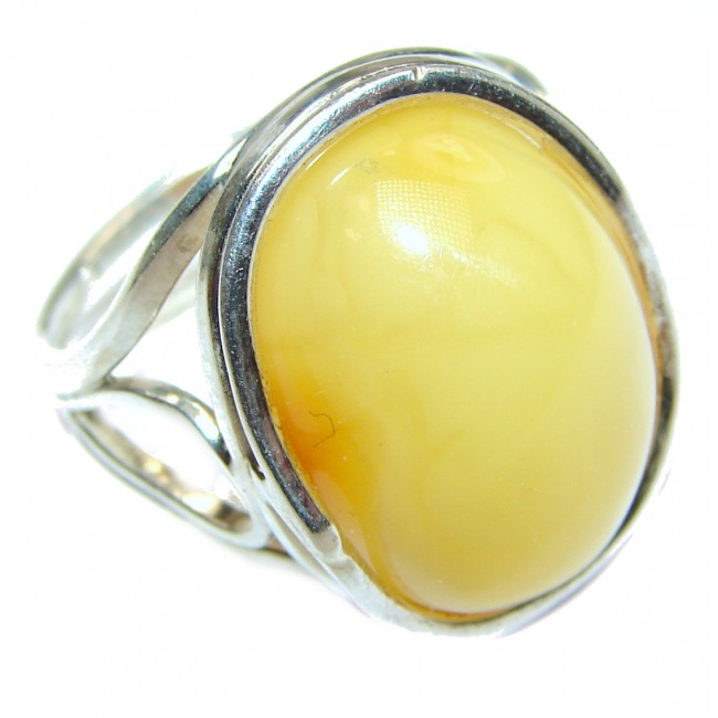 Genuine Butterscotch Baltic Amber .925 Sterling Silver handmade Ring size 8 adjustable