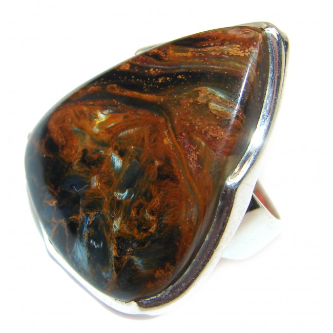 Huge best quality Silky Pietersite .925 Sterling Silver handmade Ring size 8 1/4