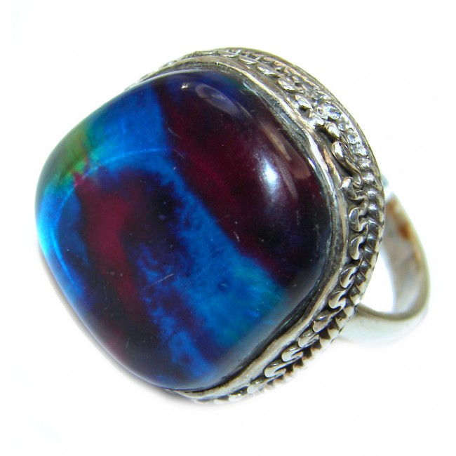 Dichroic Glass .925 Sterling Silver handcrafted Ring s. 7 1/4