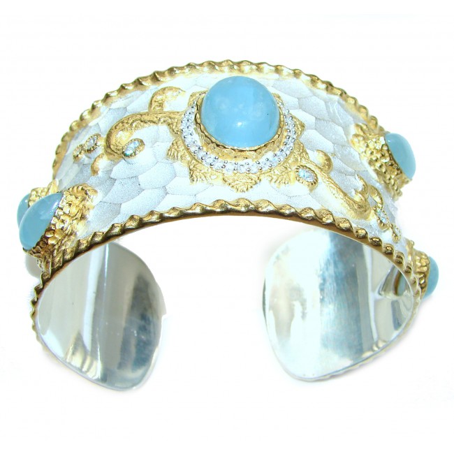 Enchanted Beauty Doublet Opal 24K Gold over .925 Sterling Silver antique patina Bracelet / Cuff