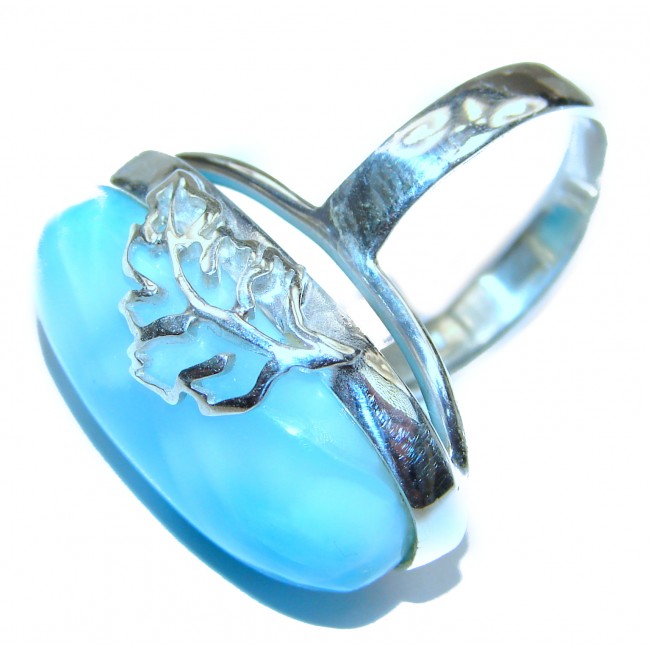 Simple Beauty Natural Larimar .925 Sterling Silver handcrafted Ring s. 7 adjustable