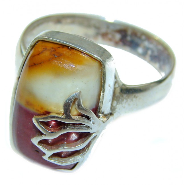 Boho style Mookaite .925 Sterling Silver handmade ring size 8