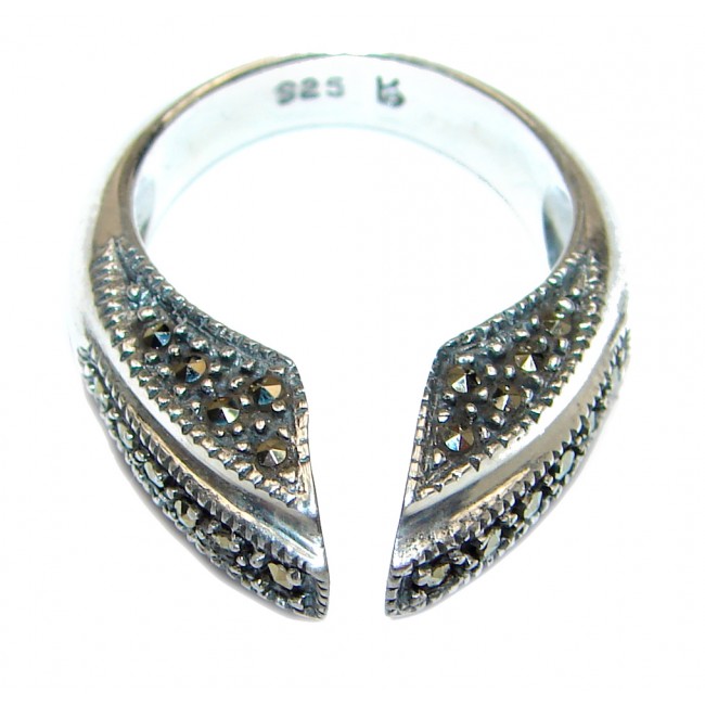 Fancy Marcasite .925 Sterling Silver Cocktail ring s. 6