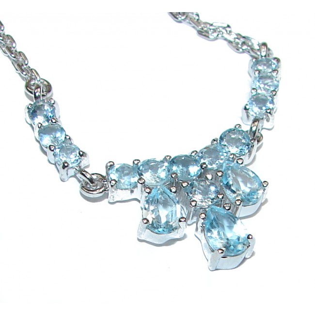 Great Masterpiece genuine Moonstone Swiss Blue Topaz .925 Sterling Silver handmade necklace