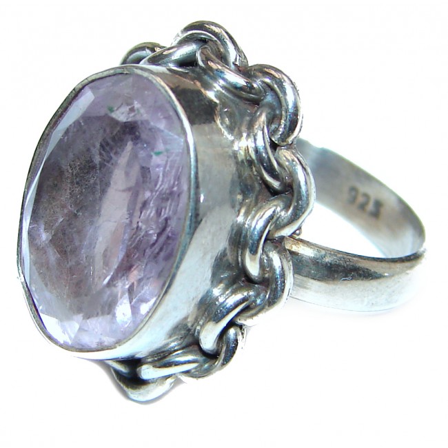 Spectacular Natural Amethyst .925 Sterling Silver handcrafted ring size 6 1/2