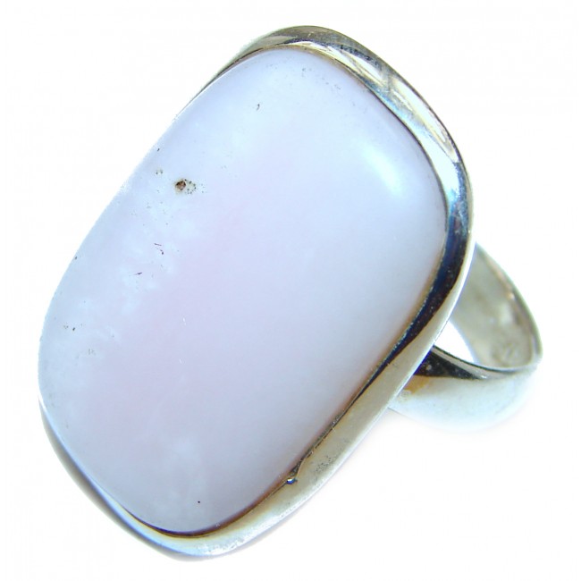 Pink Opal oxidized .925 Sterling Silver handcrafted ring size 7 1/2