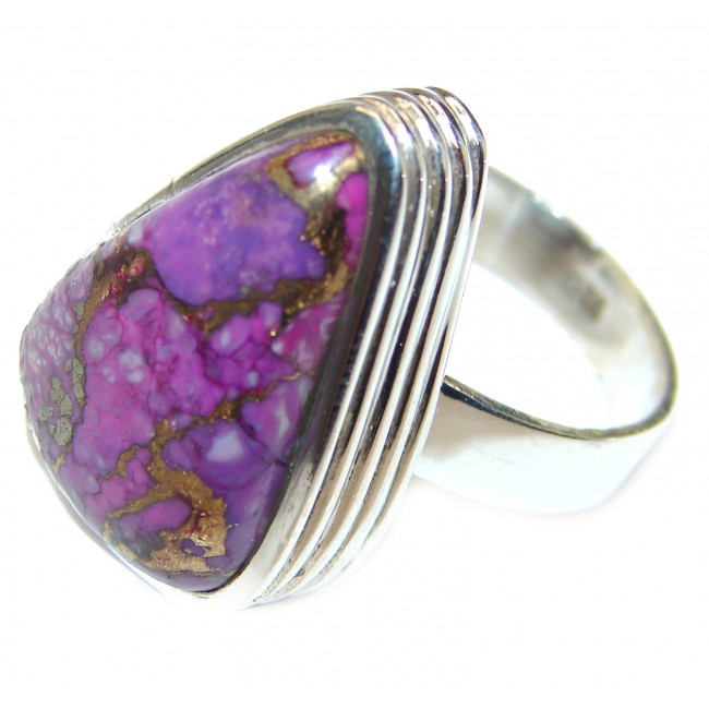 Huge Purple Turquoise .925 Sterling Silver handcrafted ring; s. 9 1/2