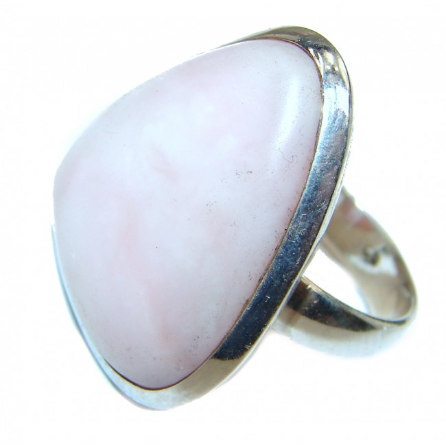 Pink Opal oxidized .925 Sterling Silver handcrafted ring size 8 3/4