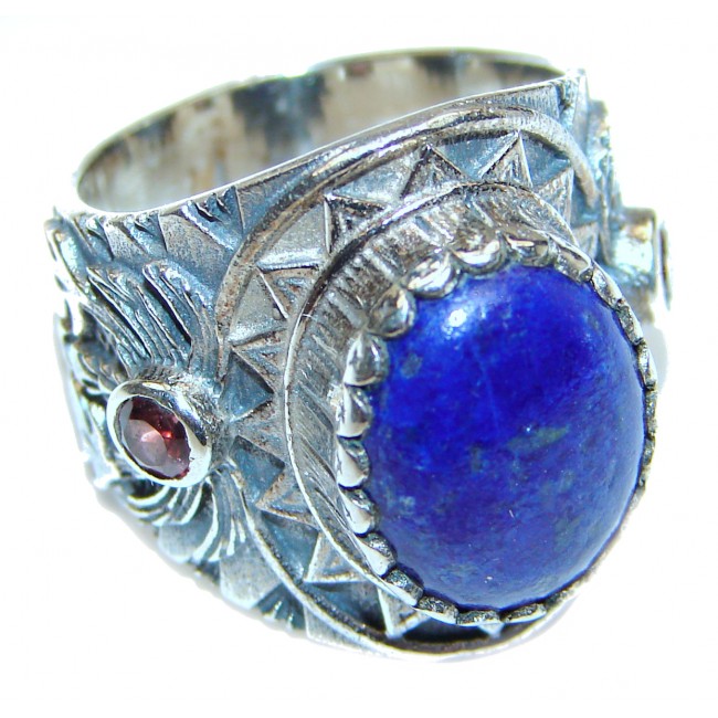 Natural Lapis Lazuli .925 Sterling Silver handcrafted ring size 7