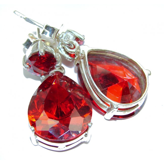 Great Red Cubic Zirconia Sterling Silver earrings