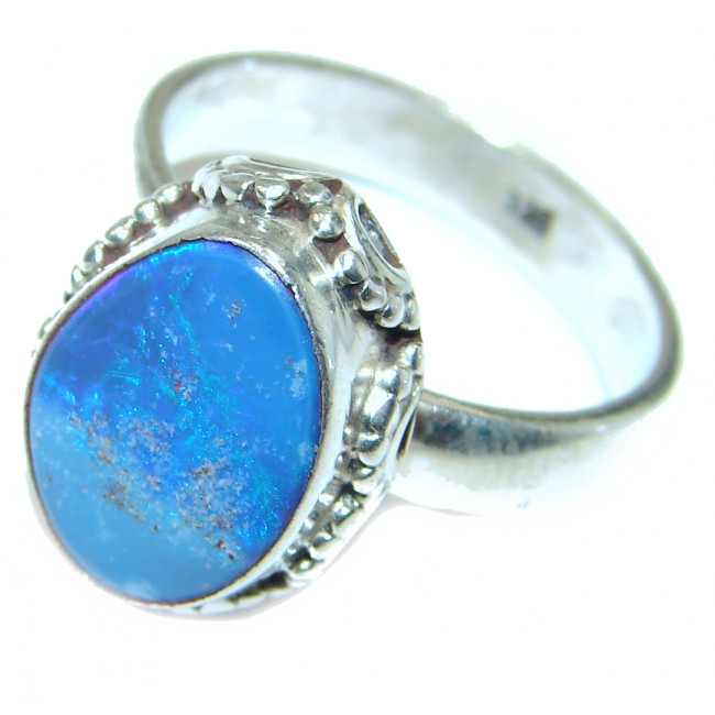 Australian Doublet Opal .925 Sterling Silver handcrafted ring size 8 3/4