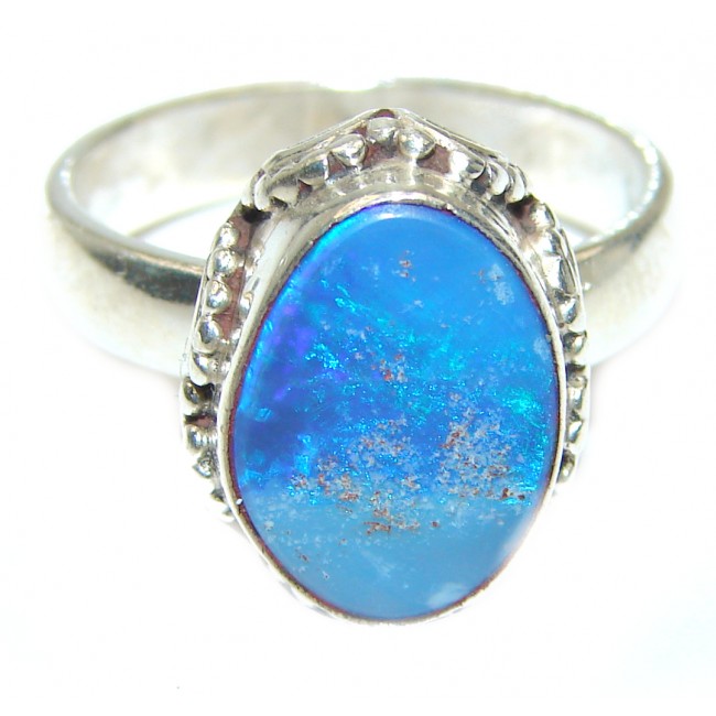 Australian Doublet Opal .925 Sterling Silver handcrafted ring size 8 3/4