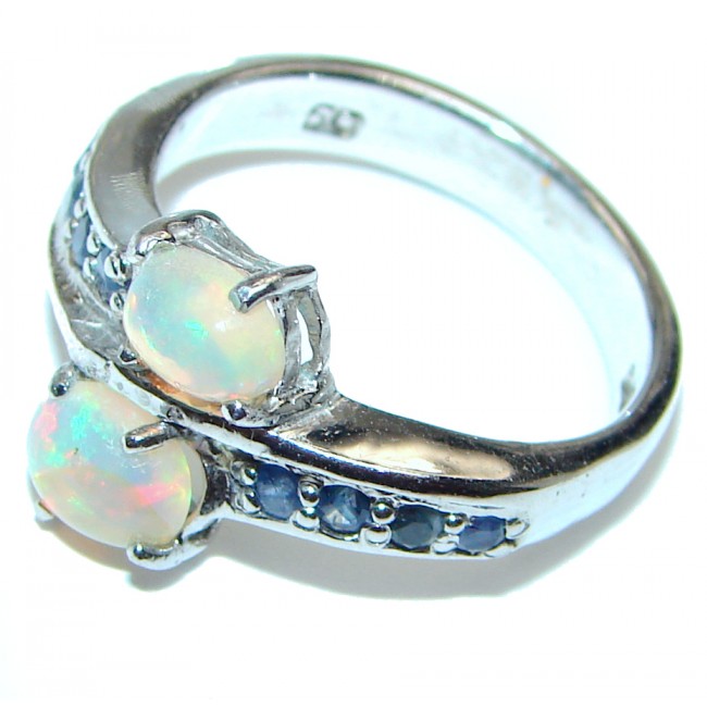 Very unique Design Genuine Ethiopian Opal .925 Sterling Silver handmade Ring size 8 1/4