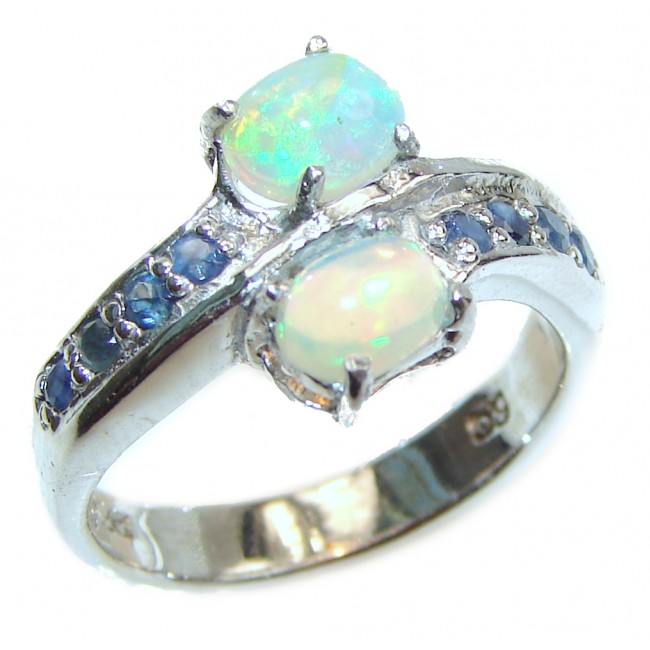 Very unique Design Genuine Ethiopian Opal .925 Sterling Silver handmade Ring size 8 1/4