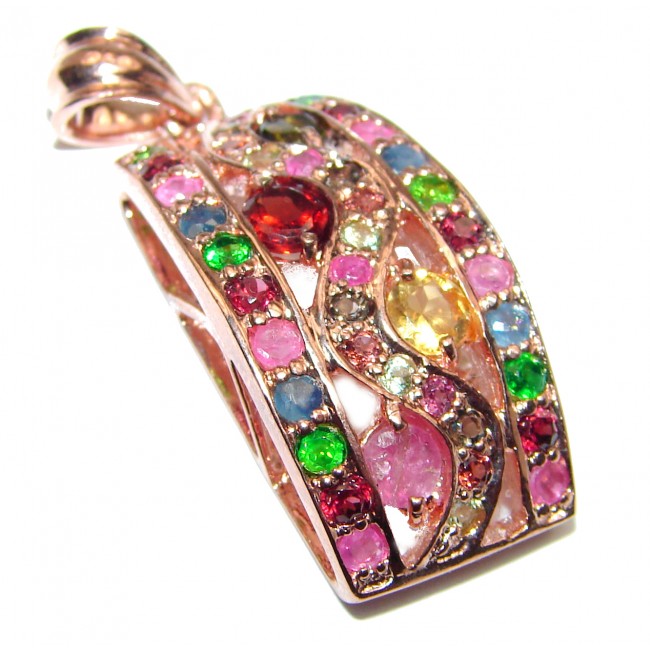 Authentic Watermelon Tourmaline 24K Rose Gold over .925 Sterling Silver Pendant