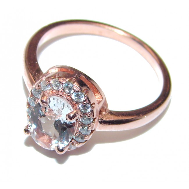 Exceptional Morganite 14K Rose Gold over .925 Sterling Silver handcrafted ring s. 7