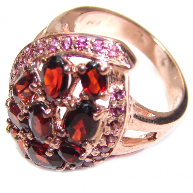 Victorian Style genuine Garnet 18K Gold over .925 Sterling Silver Ring size 8 1/4
