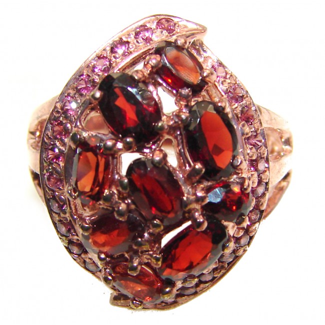 Victorian Style genuine Garnet 18K Gold over .925 Sterling Silver Ring size 8 1/4