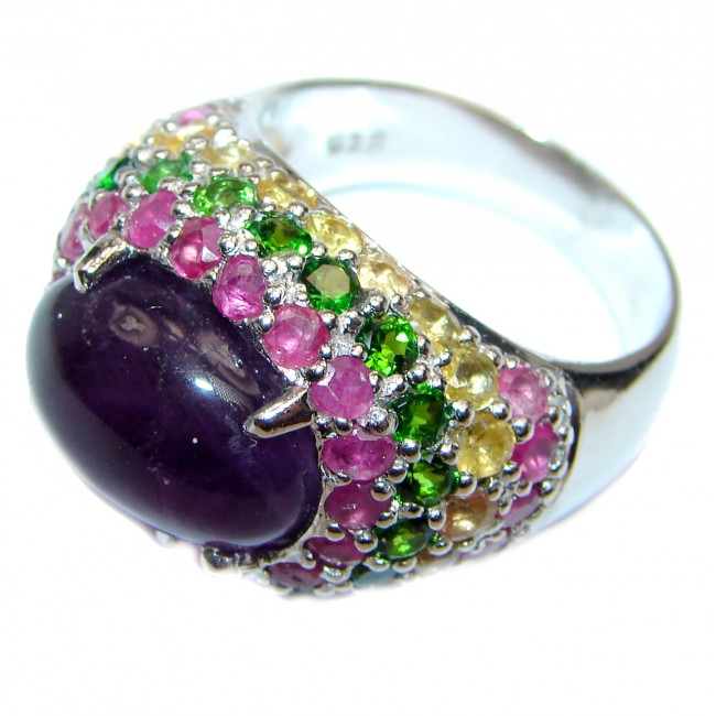 Spectacular Natural Amethyst .925 Sterling Silver handcrafted ring size 8 1/4