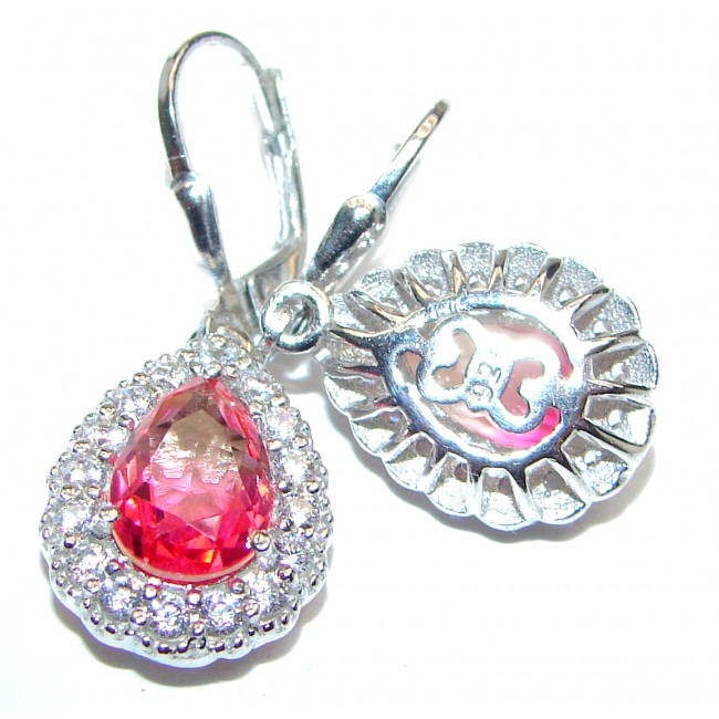 Pink Tourmaline .925 Sterling Silver entirely handmade earrings