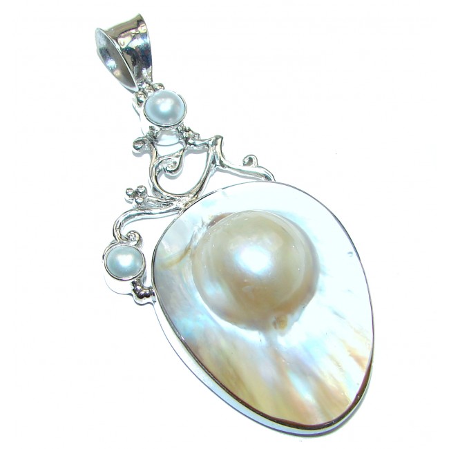 Huge Classic Rainbow Abalone .925 Sterling Silver Pendant