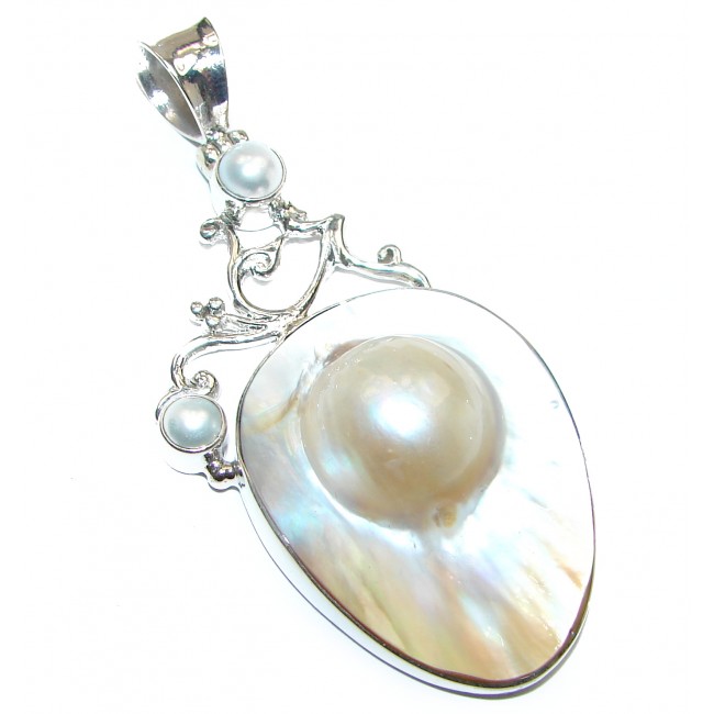 Huge Classic Rainbow Abalone .925 Sterling Silver Pendant