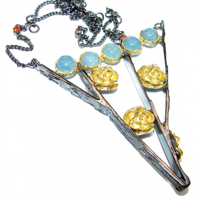 Four Golden Roses Exclusive Apatite 14K Gold over .925 Sterling Silver handmade Necklaces