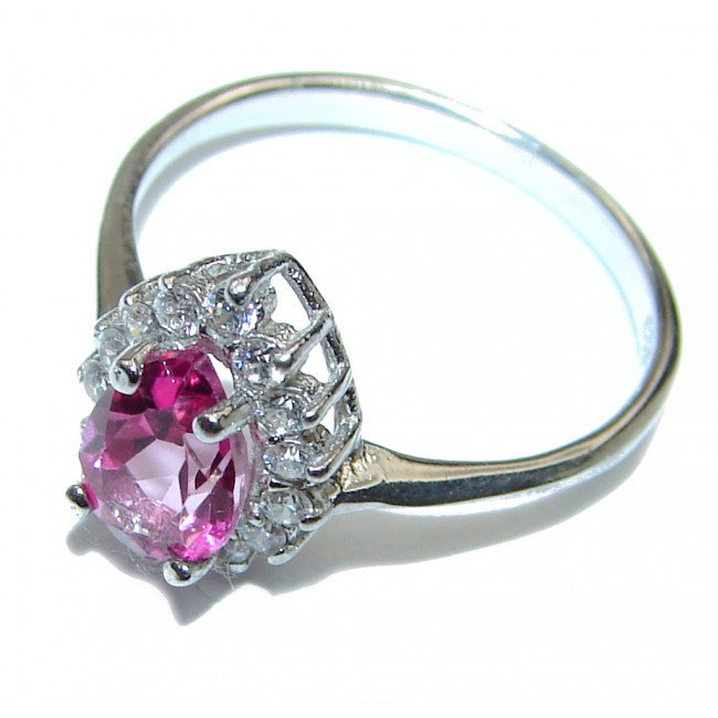 Perfect Pink Sapphire .925 Sterling Silver Ring s. 5 3/4