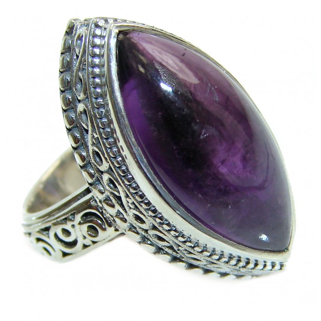 Large Spectacular genuine Amethyst .925 Sterling Silver handcrafted Ring size 6