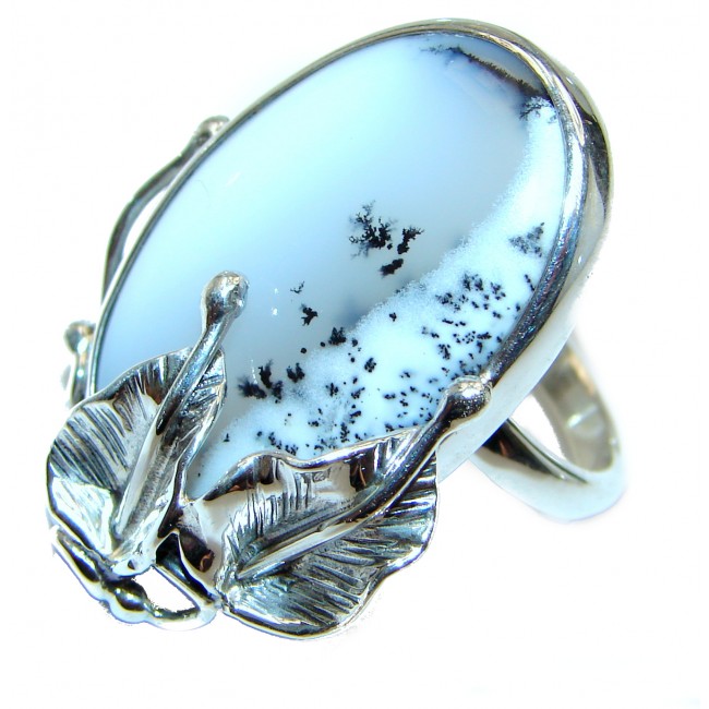 Vintage Beauty Quality Dendritic Agate .925 Sterling Silver hancrafted Ring s. 7 adjustable
