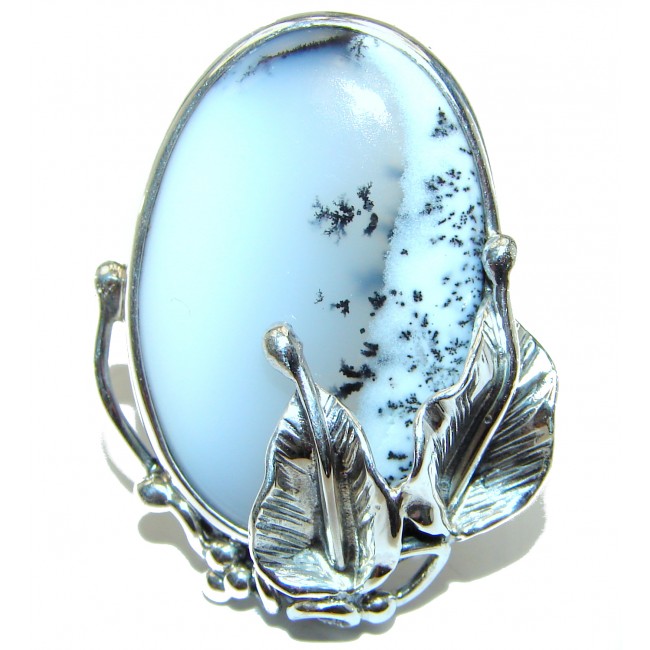 Vintage Beauty Quality Dendritic Agate .925 Sterling Silver hancrafted Ring s. 7 adjustable