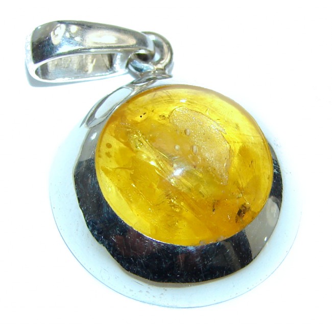 Natural Baltic Golden Amber .925 Sterling Silver handmade Pendant