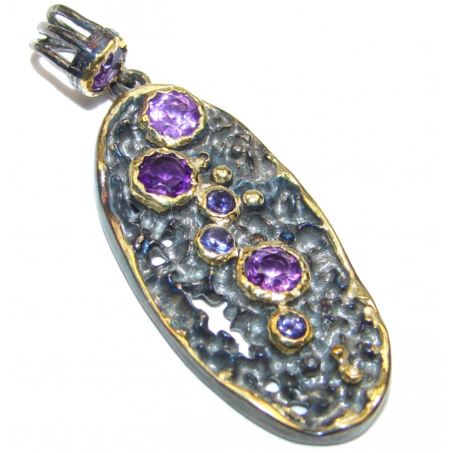 Spectacular Amethyst 18K Gold over .925 Sterling Silver handcrafted pendant