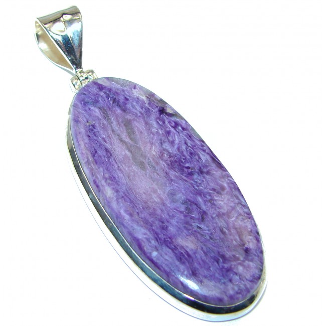 Natural Siberian Charoite .925 Sterling Silver handcrafted pendant