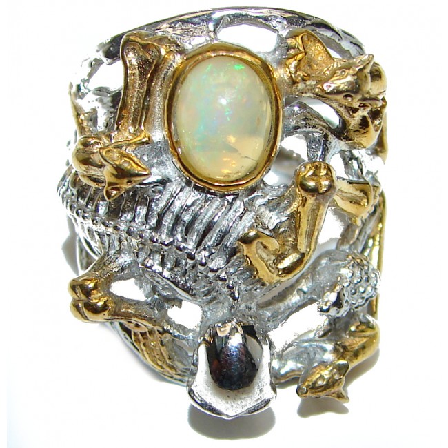 Dance Makabre Ethiopian Opal .925 Sterling Silver handcrafted LARGE ring size 9