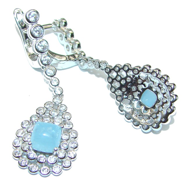 Classy Aquamarine White Topaz .925 Sterling Silver handcrafted earrings