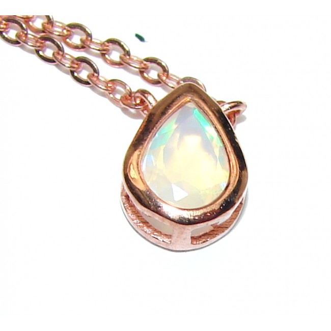 One of the kind Ethiopian Opal Rose Gold over .925 Sterling Silver handmade necklace