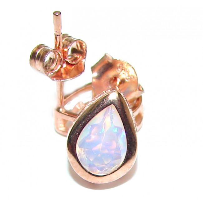 Classy Design authentic Ethiopian Opal Rose Gold over .925 Sterling Silver handcrafted earrings