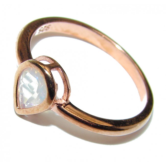 Classy Design Genuine Ethiopian Opal Rose Gold over .925 Sterling Silver handmade Ring size 8