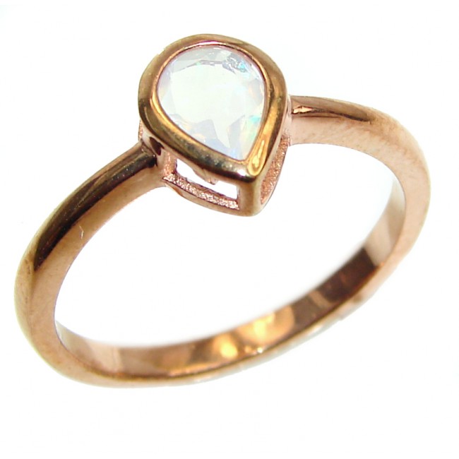 Classy Design Genuine Ethiopian Opal Rose Gold over .925 Sterling Silver handmade Ring size 8