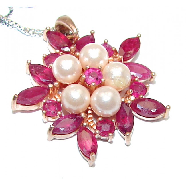 CHic Style Ruby Pearl .925 Sterling Silver handmade necklace