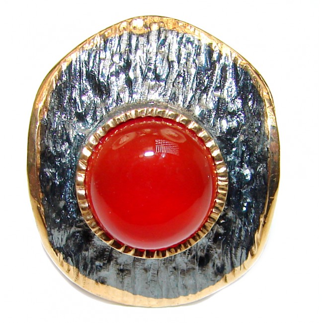 Sublime Genuine Carnelian 14K Gold over .925 Sterling Silver handmade Ring Size 6