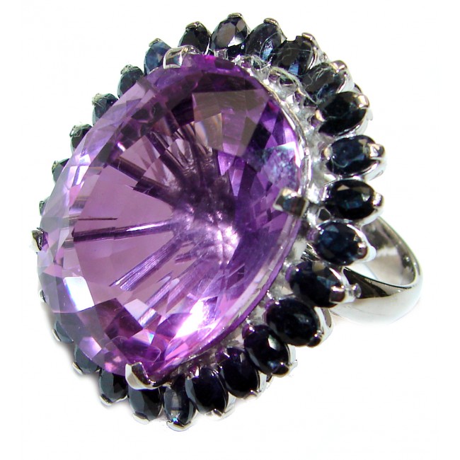 Jumbo 65ctw Natural Amethyst 18K Gold over .925 Sterling Silver handcrafted ring size 8 1/2