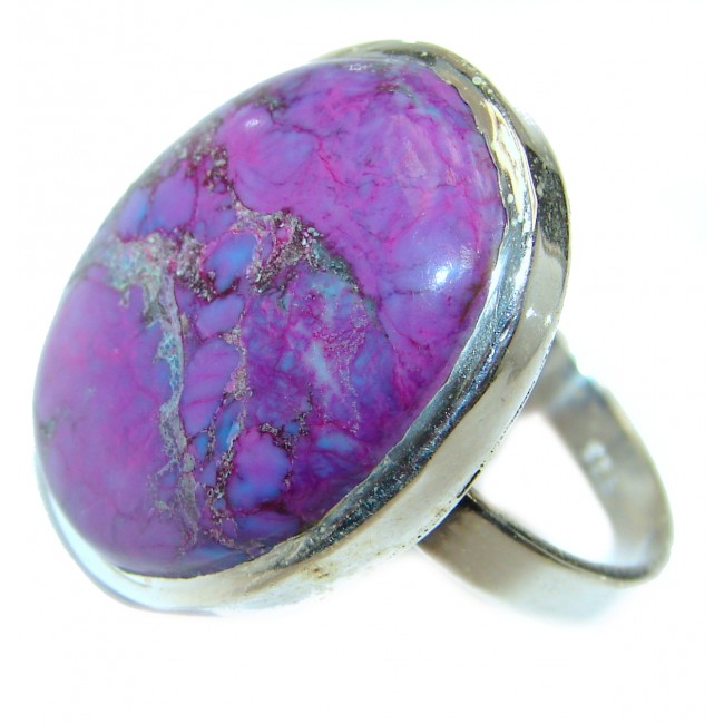 Huge Purple Turquoise .925 Sterling Silver handcrafted ring; s. 9 3/4