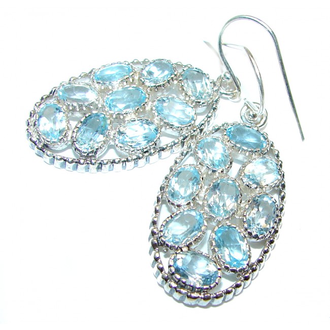Authentic Swiss Blue Topaz .925 Sterling Silver handmade earrings