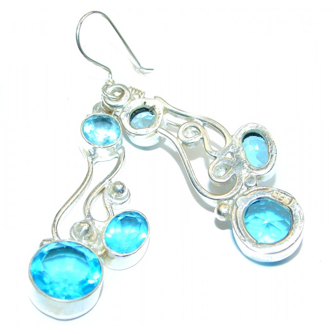 Large Blue Quartz .925 Sterling Silver earrings