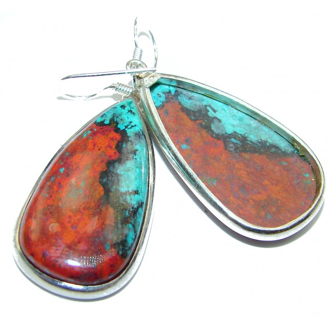 Large Natural Sonora Jasper .925 Sterling Silver handcrafted Earrings