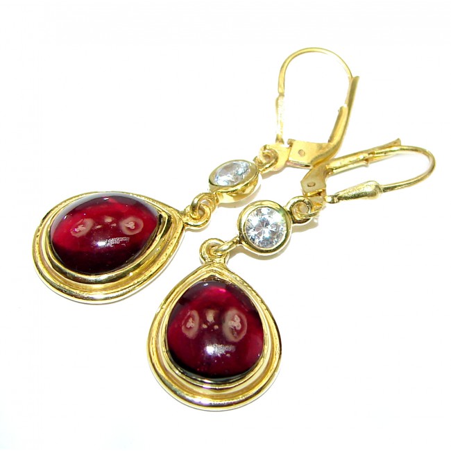 Authentic Garnet Rose 14K Gold Rhodium over .925 Sterling Silver handmade earrings